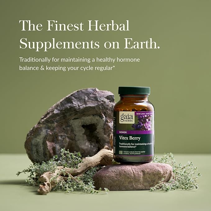 Gaia Herbs Vitex Berry - Supports Hormone Balance & Fertility for Women - Healthy Progesterone for Menstrual Health - 120 Vegan Caps (60-Day Supply)