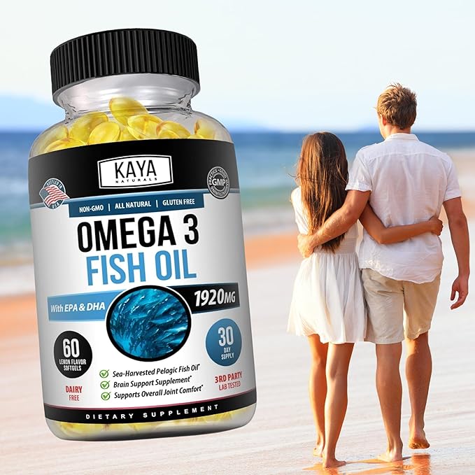 Kaya Naturals Omega 3 Supplement 3 Fish 100% Pure 3 Vitamins 60 Count