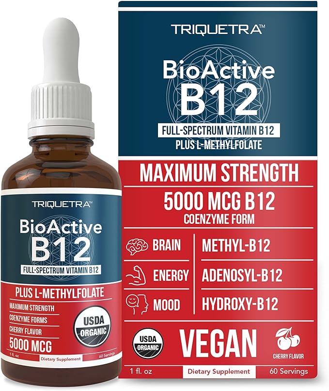 BioActive Vitamin B12 5000 mcg 3 BioActive B12 Forms B12, Adenosyl B12 & B12 | (60 Servings)