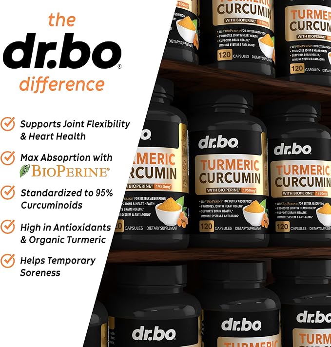 Turmeric Curcumin with BioPerine Supplement Capsules 1950mg Curcuma 120 Turmeric