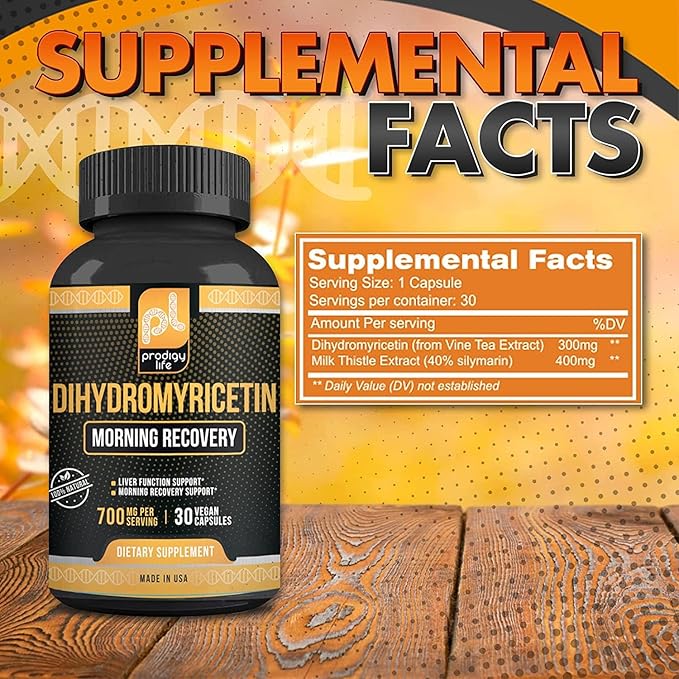 Dihydromyricetin (DHM) Supplement - Better Morning Recovery and Liver Detox Support Pills - with Milk Thistle Extract (400 mg) - 30 ct