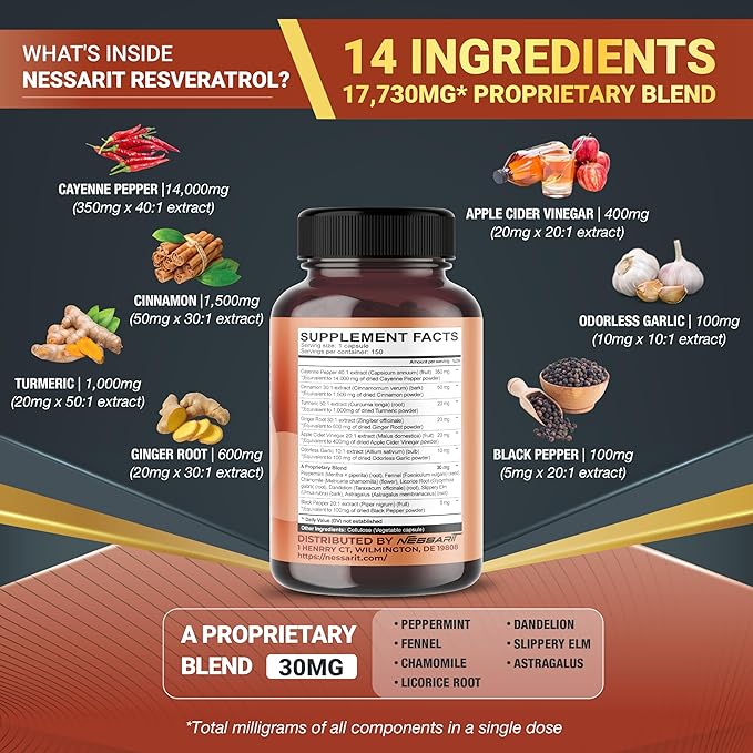 Cayenne Pepper 14,000mg Supplement 14-in-1 Natural 150 Count