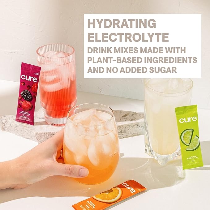 Cure Hydration | Plant-Based Electrolyte Drink Mix | No Added Sugar | FSA & HSA | Dehydration Relief Powder Made with Coconut Water | Non-GMO | Vegan | 28 Servings - Variety Pack