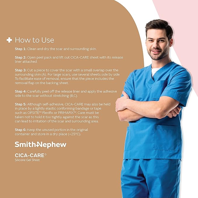 Smith+Nephew CICA-CARE Self-Adhesive Silicone Gel Sheet 5 Inches 6 Inches