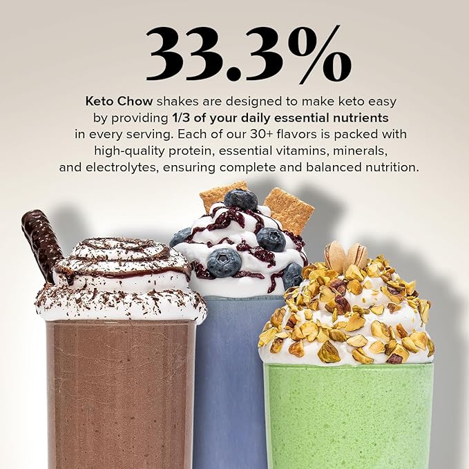 Keto Chow Salted Caramel | Keto Meal Replacement Shake | Nutritionally Complete | Low Carb | Delicious Easy Meal Substitute | You Choose The Fat | 21 Meal Bulk Pack