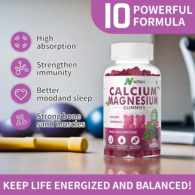 Calcium Magnesium Zinc Gummies with Vitamin D3, ashwagandha Flavor-90 Count