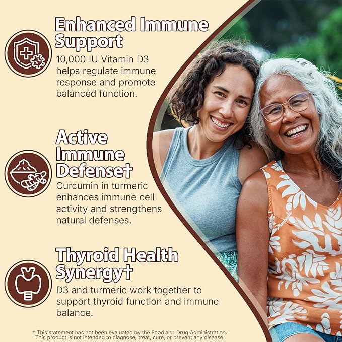 Vitamin D3 K2 Gummies & Turmeric for Women & Men, Vitamin D3 5000IU / 10000IU, K2 (MK-7) 200mcg Supplements with Turmeric 1200mg, Calcium, Magnesium, Zinc, Supports Bone, Teeth, Energy & Immune, 2PACK