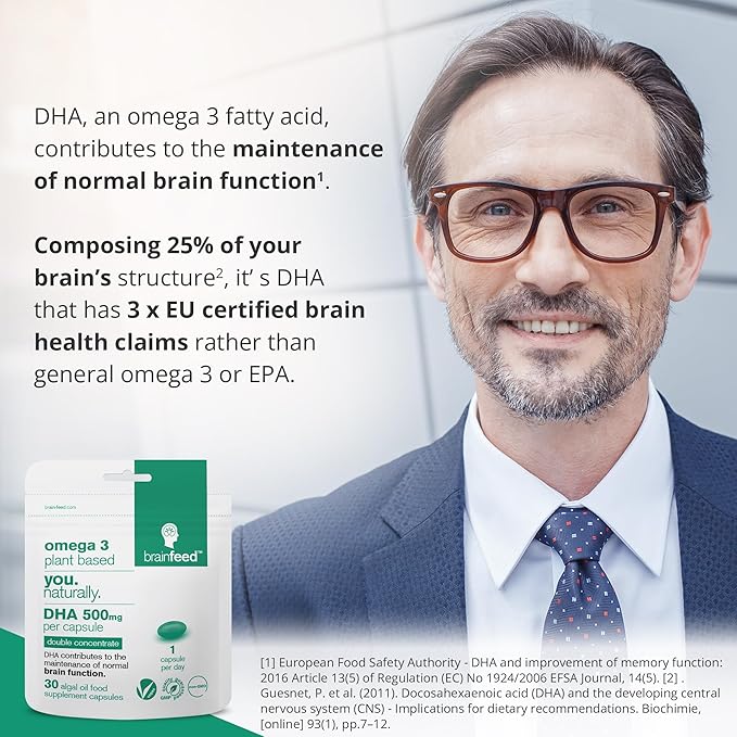 Omega-3 Vegan (60) 500mg PER 1-a-Day | Omega3 | 2 Month 3 1000mg 1000mg DHA 2 Capsules 3