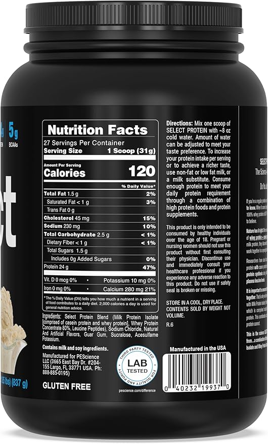 PEScience Select Low Carb Protein Powder, 27 Serving,