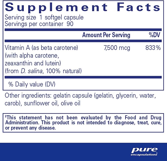 Pure Encapsulations Beta Carotene (with Mixed Carotenoids) 90 Softgel