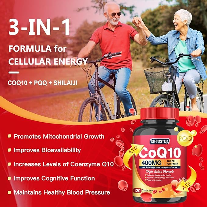CoQ10 400mg-High Absorption Coenzyme Q10 Supplements 120 Veggie