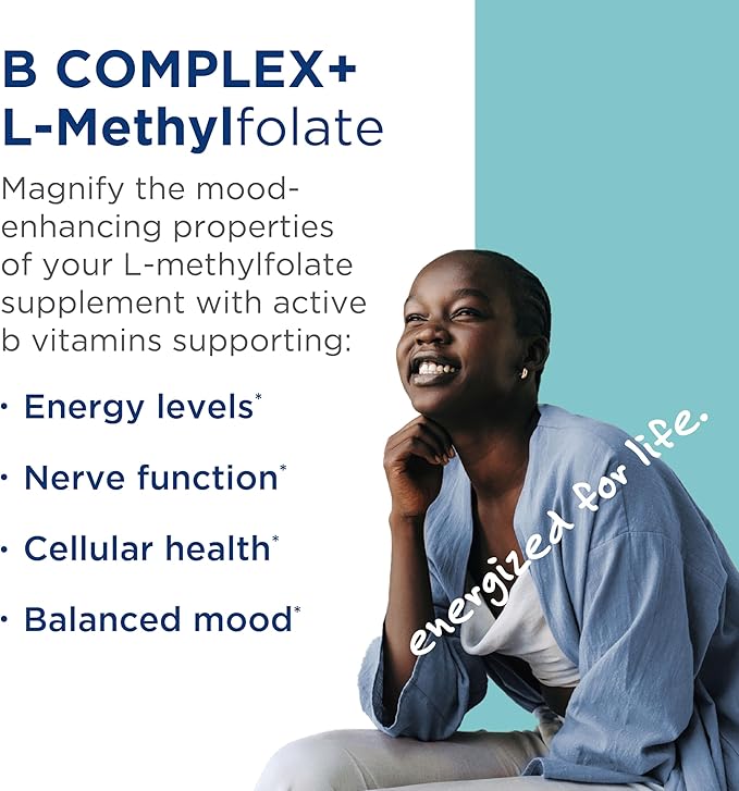 MethylPro B Complex + 15mg L-Methylfolate - Professional Strength Vitamin B Complex + Folate Supplement for Energy, Mood + Immune Support - Vitamin B12, Vitamin B6, Vitamin C + More - (30 Capsules)