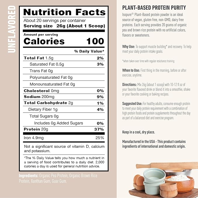 Isopure Unflavored Vegan Protein Powder, 20 Servings