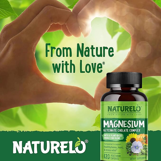 NATURELO Magnesium Glycinate Chelate Complex 200 mg 120 Capsules