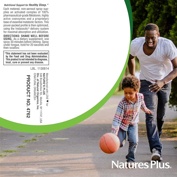 Natures Plus Melatonin Lipoceutical Spray 1.5 mg, 2 fl B6 and 80 Servings