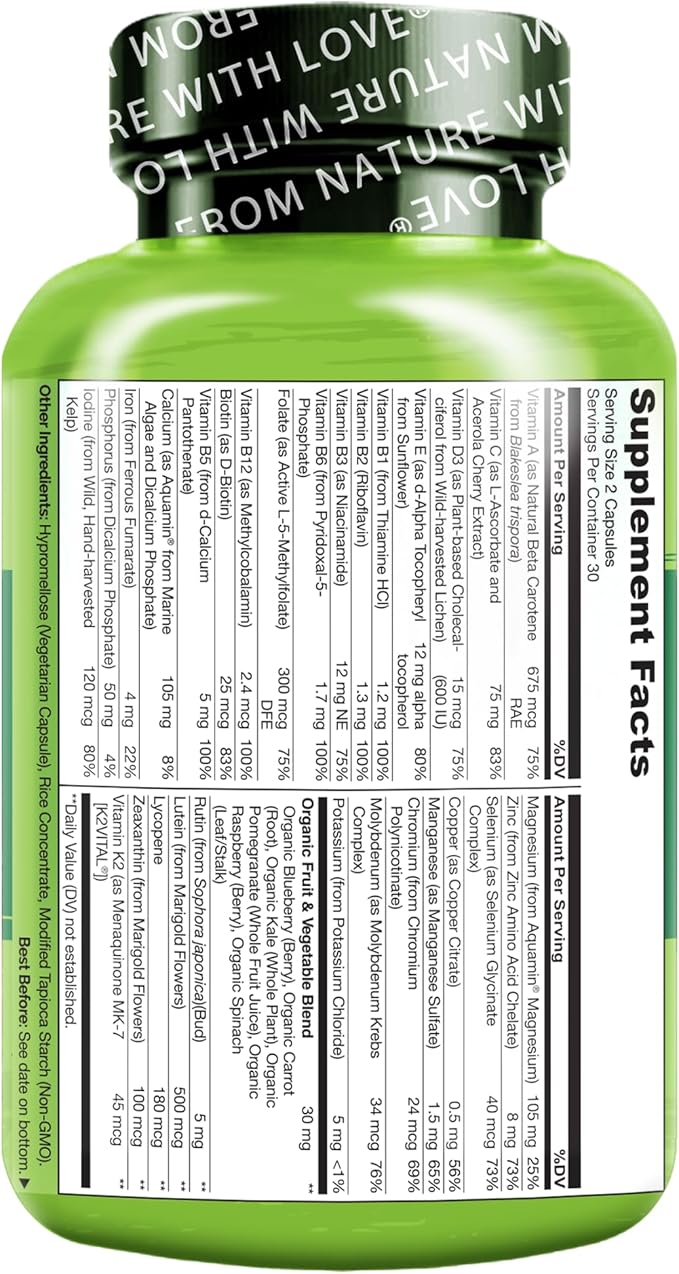 NATURELO Whole Food Multivitamin for Teens 60 Capsules