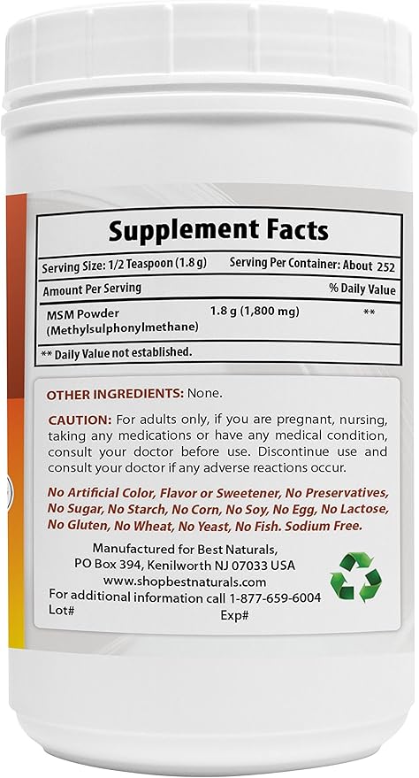 Best Naturals 100% Pure MSM Powder, 1Lb