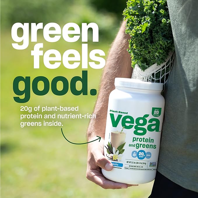 Vega Protein and Greens Protein Powder, Berry 20g Plant 1.7 lbs