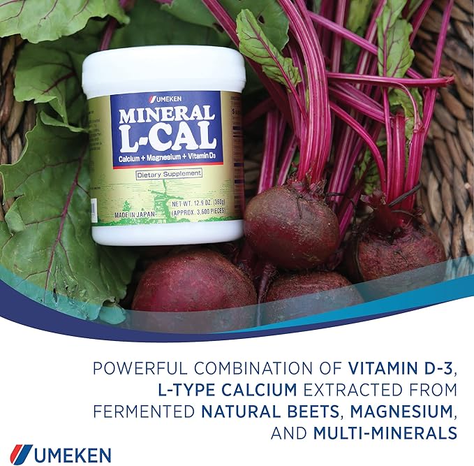Umeken Mineral L-Cal Supplement, Large bottle, 6 month D3 and 360g, 3600 3600 Balls 2)