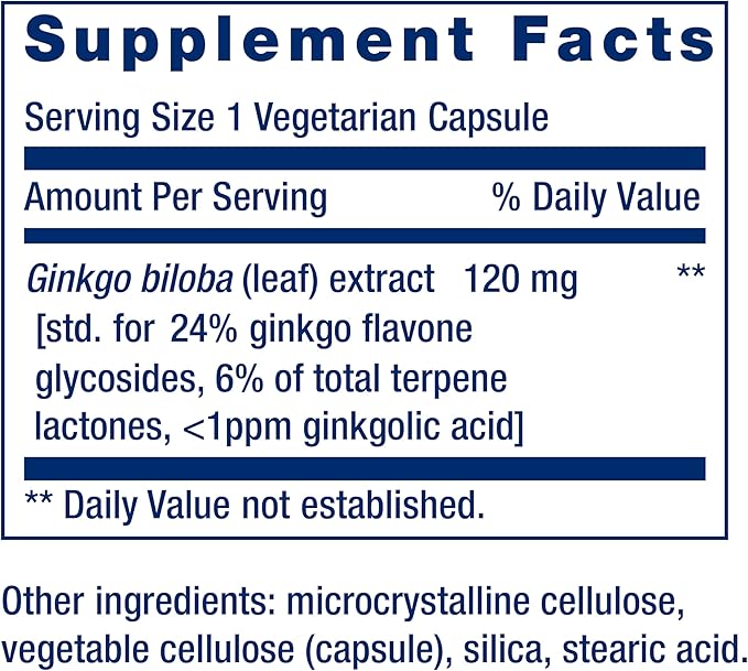 Life Extension Ginkgo Biloba Certified Extract™, 120 mg, 365 capsules