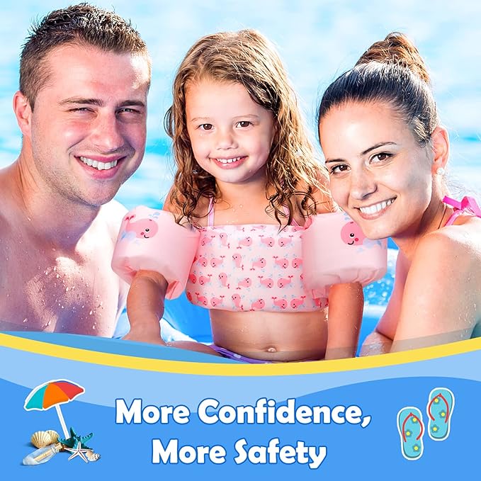 Moko Toddler Swim Vest for Kids, 20-50 lbs/22-66 lbs Clearance Swim Arm Band Cartoon Swimming Wings Pool Float Vests Sleeves Shoulder Straps Arm Floaties for Children Learn to Swim
