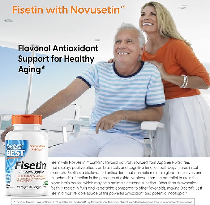 Doctor's Best Fisetin with Novusetin, Non-GMO, 100 mg, 30 count