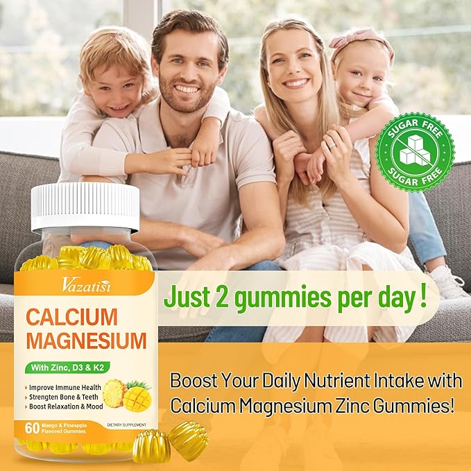Calcium Magnesium Zinc Gummies with Vitamin D3 & K2, High 60 Gummies…