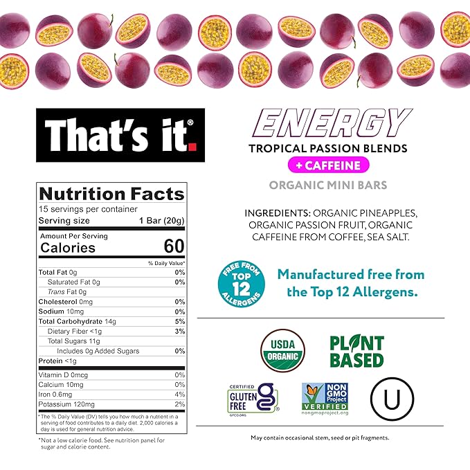 That's it. Fruit Blends Energy Bar - 18 Count Variety Pack (6 each of Tropical Passion, Mango Lime, Pina Colada)
