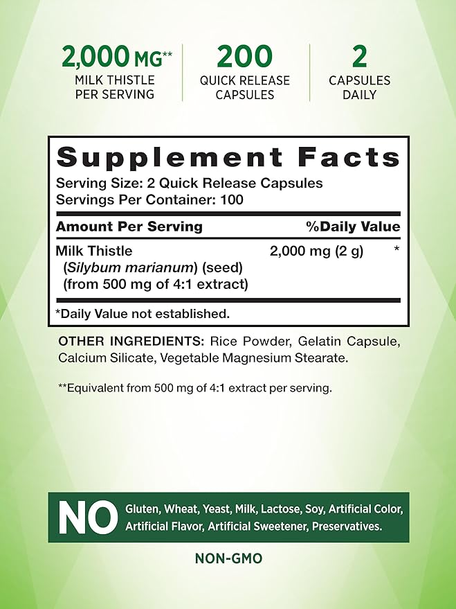Nature's Truth Milk Thistle 2000mg | 200 Capsules