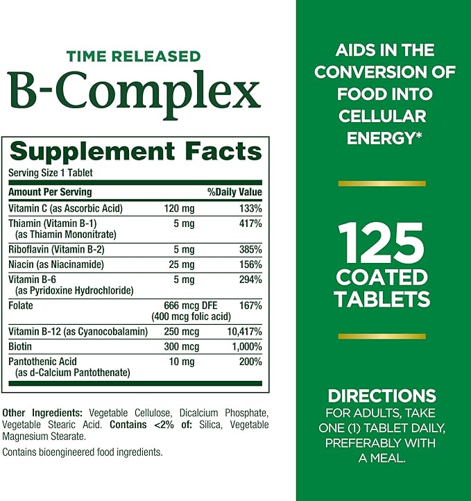 Nature's Bounty Vitamin B-Complex, Time Released 125 Count