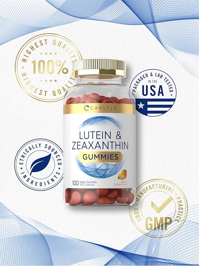 Carlyle Lutein and Zeaxanthin Gummies 20mg of 100 Orange