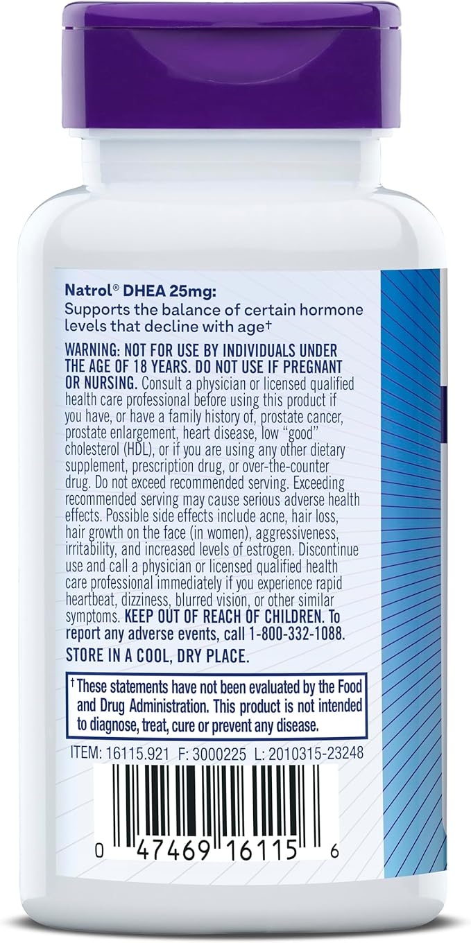 Natrol Mood & Stress DHEA 25mg 180 Tablets, 180 Day