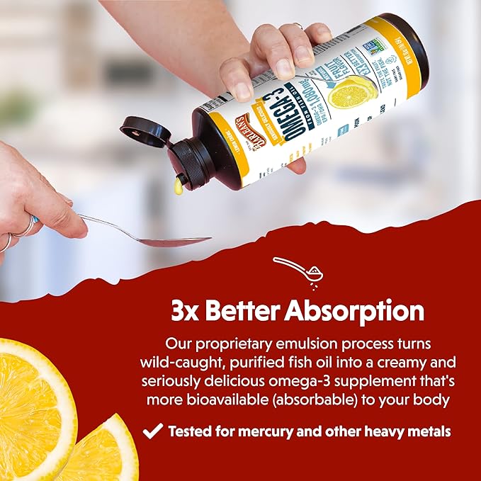 Barlean's Lemon Crème Omega 3 Fish 1080mg of 3 EPA 8 oz