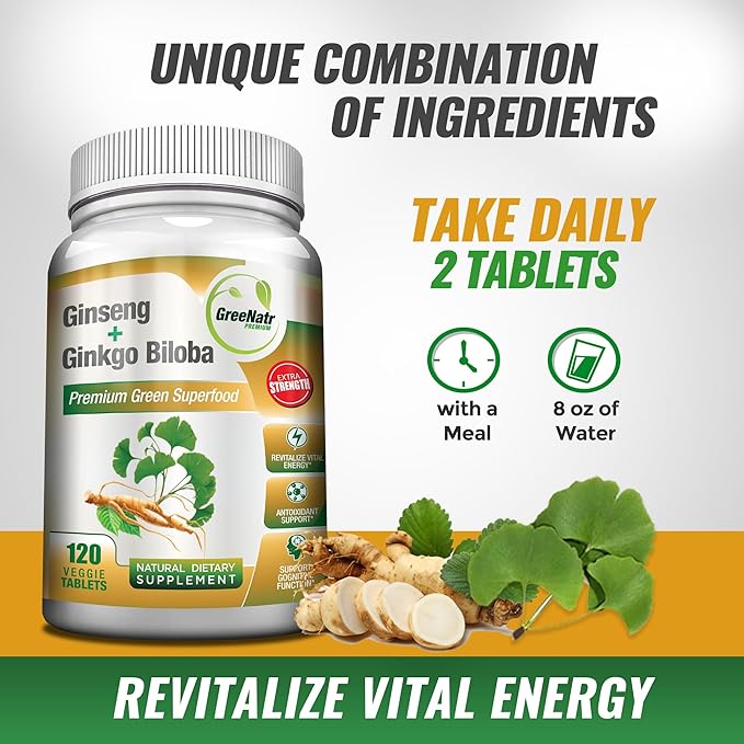 Panax Ginseng + Ginkgo Biloba Tablets (120 Tablets)