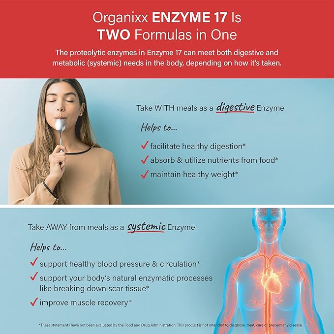 Organixx Enzyme 17 Essential Digestive Enzymes, 80 Veggie