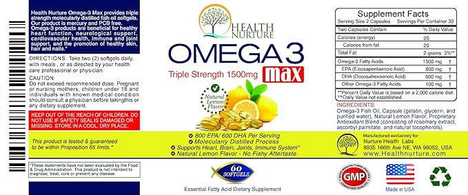 Fish Oil Omega-3 **Maximum Strength 1500mg (800 EPA/600 EPA/600 Dha)
