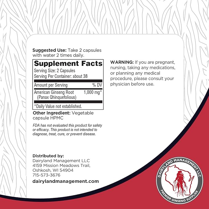 100% Authentic Korean Red Panax Ginseng -500 mg. (75 ct)