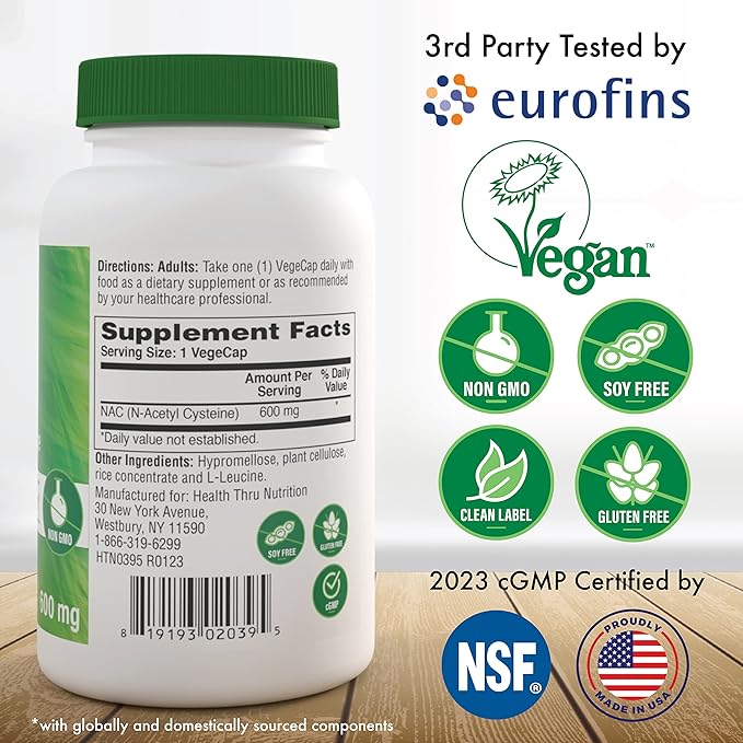 Health Thru Nutrition NAC N-Acetyl-Cysteine 600mg 120 Capsules