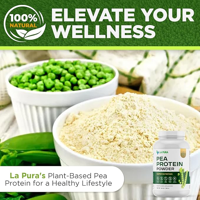 LaPura 100% Vegan Pea Protein Powder 1.65LB, Unflavored 20g Protein,