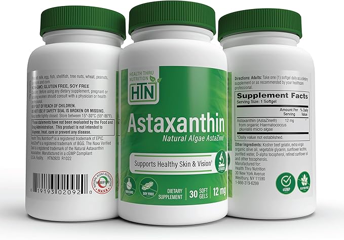 Health Thru Nutrition Astaxanthin Triple Strength 12mg 30 30 Softgels