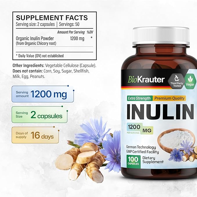 Inulin Powder Capsules 1200mg Chicory 100 Vegan