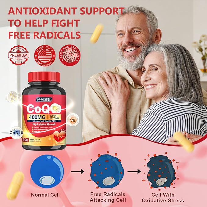 CoQ10 400mg-High Absorption Coenzyme Q10 Supplements 120 Veggie