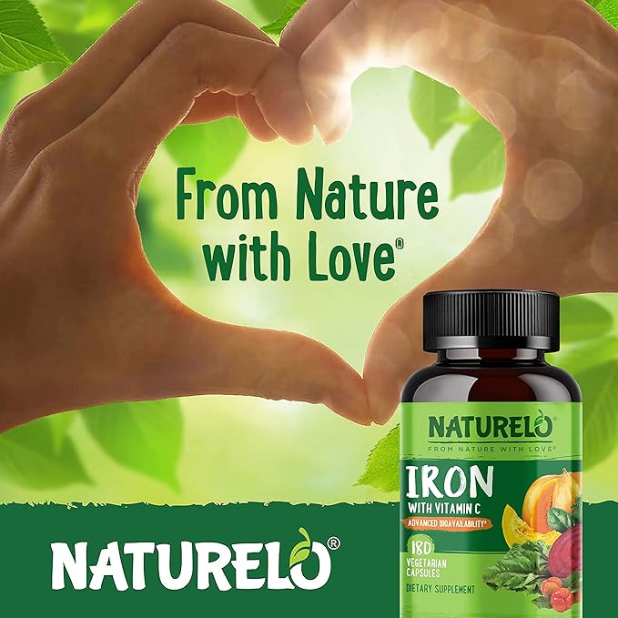 NATURELO Vegan Iron Supplement with Vitamin 180 Mini