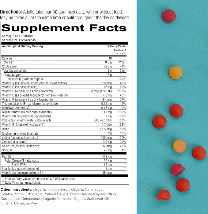 SmartyPants Prenatal Multivitamins and Probiotic Immunity 3 Fish D3, C, (30 Day