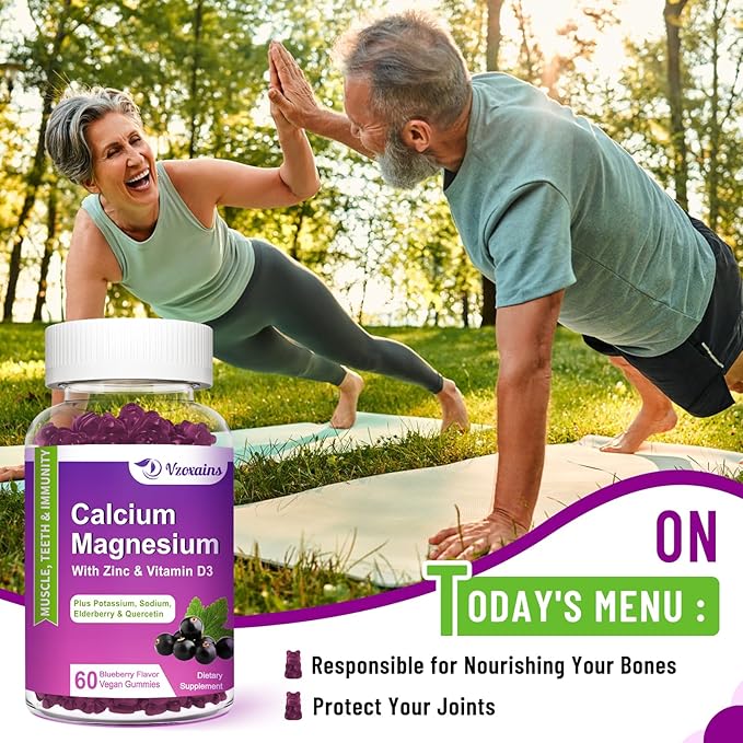 High Absorption Calcium Magnesium Zinc Gummies, D3 for 60 Cts