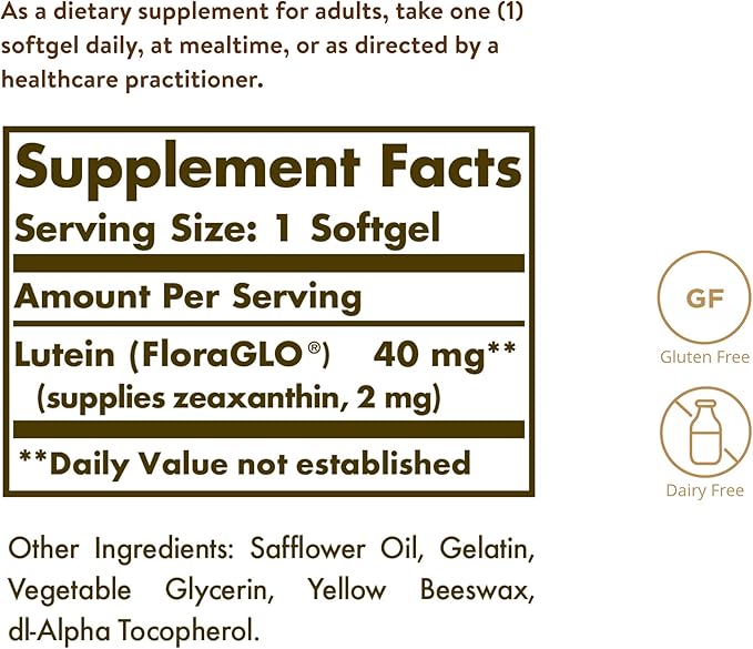Solgar Lutein 40 mg, 30 Softgels 30 Servings