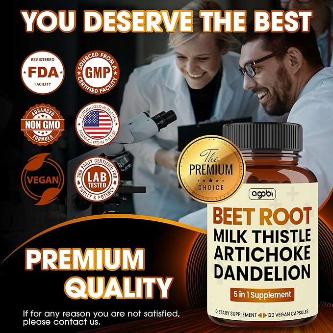 agobi Beet Root Capsules 600mg Milk 300mg Artichoke 300mg Dandelion 300mg Black 15mg - 120 Capsules