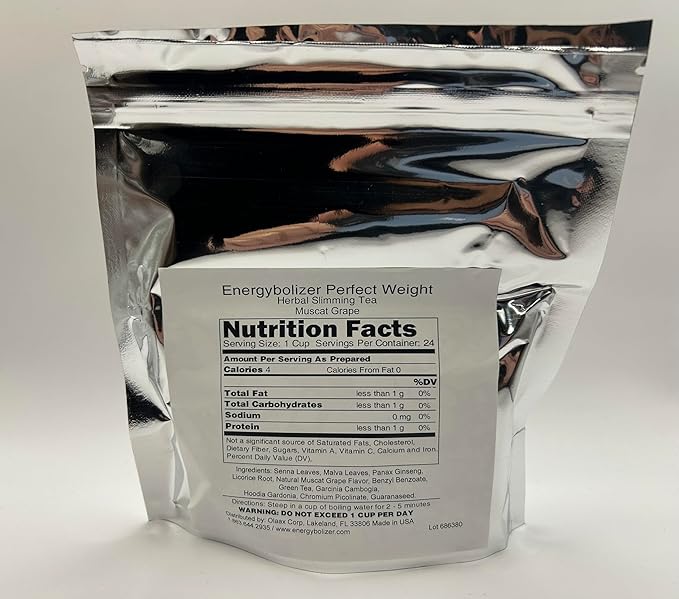 Energybolizer Perfect Weight Herbal Tea (24 Bags)| Natural Energy Booster for Women and Men | Increase Energy, Improve Digestion (Muscat Grape)