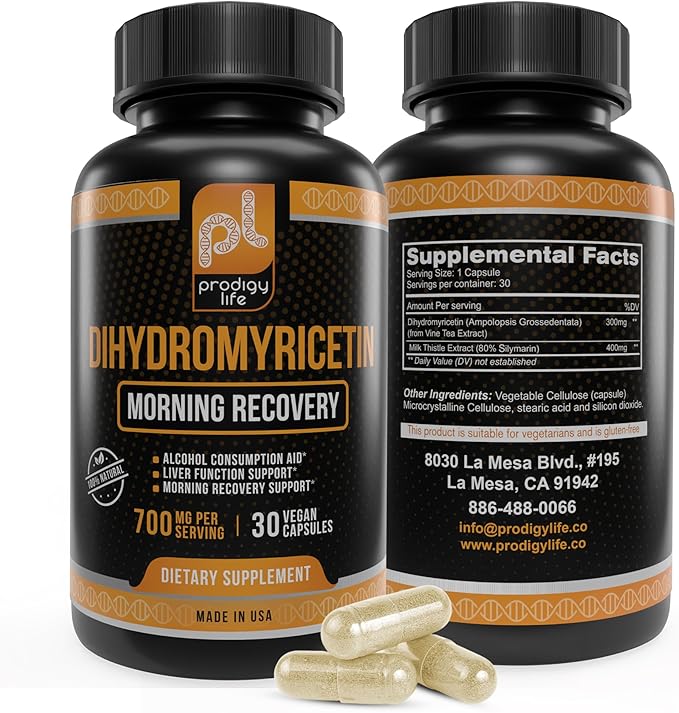 Dihydromyricetin (DHM) Supplement - Better Morning Recovery and Liver Detox Support Pills - with Milk Thistle Extract (400 mg) - 30 ct