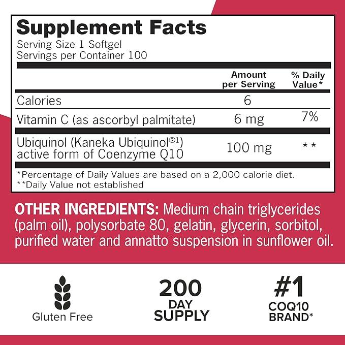 Qunol Mega Ubiquinol CoQ10 100mg Softgels- Q10 for 100 Count 2)